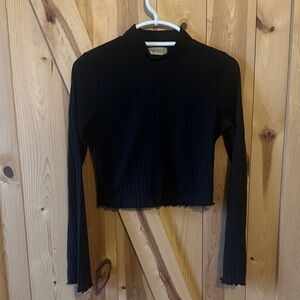 Altar'd State Black Ribbed Long Sleeve Top